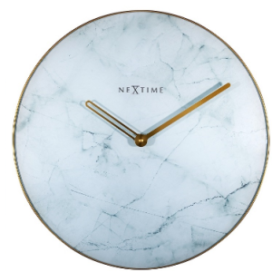 שעון קיר זכובית - שיש לבן 40 ס"מ