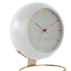 שעון מדף - גלוב - מתכת לבן וזהב